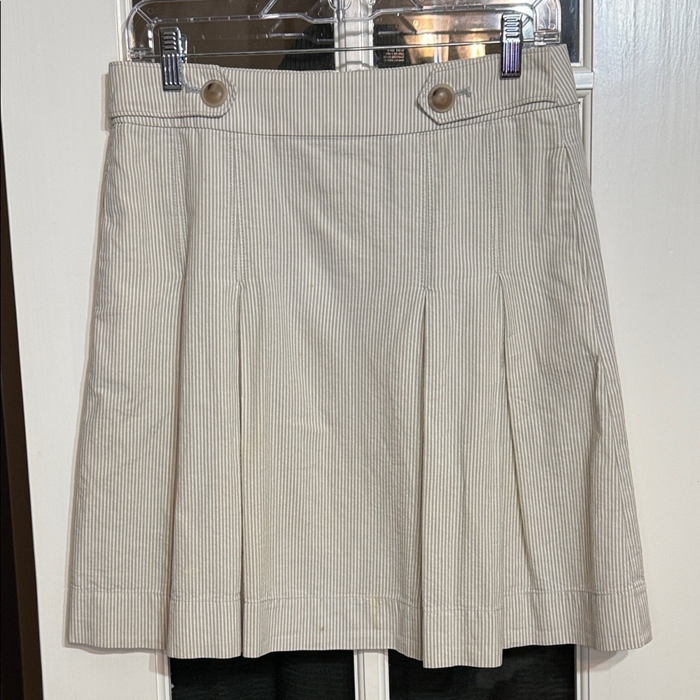 J CREW Wendy Pleated A-Line Seersucker 100% Cotton Mini Skirt Classic Preppy 0